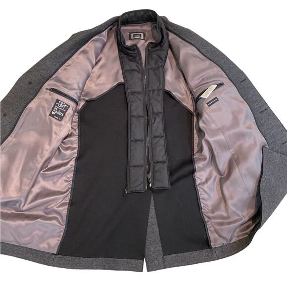 Bugatti men’s charcoal gray wool blend chevron lined outer coat european 44R - Picture 9 of 16